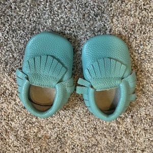 Blue baby moccasins